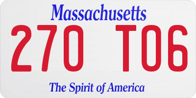 MA license plate 270TO6