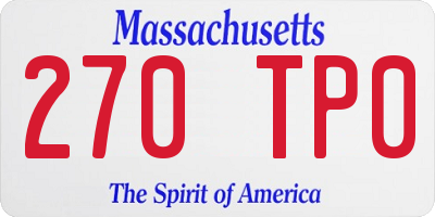 MA license plate 270TP0