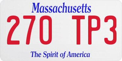 MA license plate 270TP3