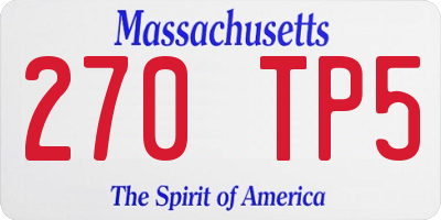 MA license plate 270TP5