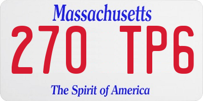 MA license plate 270TP6