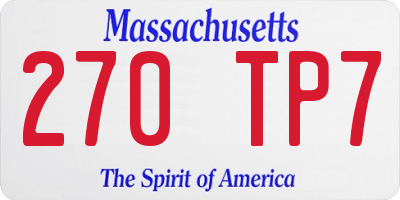 MA license plate 270TP7