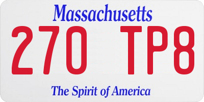 MA license plate 270TP8