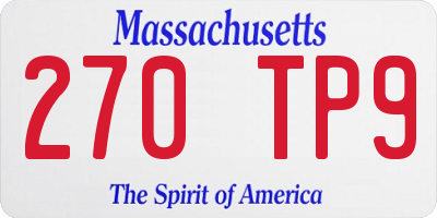 MA license plate 270TP9