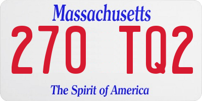 MA license plate 270TQ2