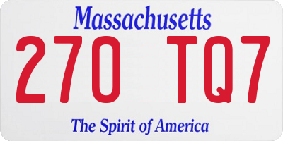 MA license plate 270TQ7