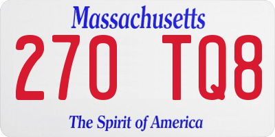 MA license plate 270TQ8