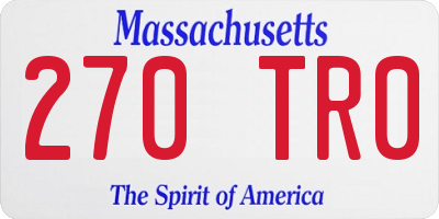 MA license plate 270TR0