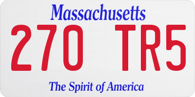 MA license plate 270TR5