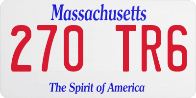 MA license plate 270TR6