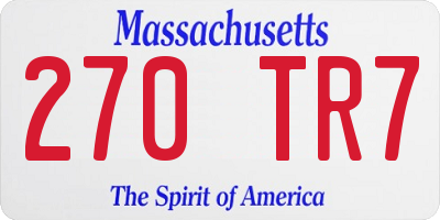 MA license plate 270TR7