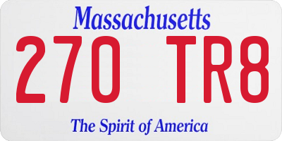 MA license plate 270TR8