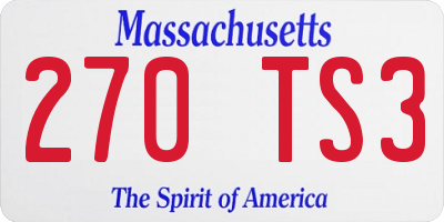MA license plate 270TS3