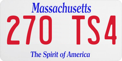 MA license plate 270TS4