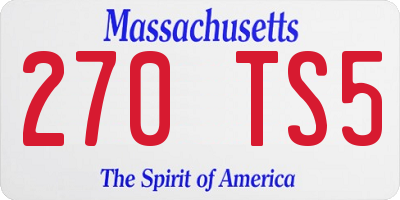MA license plate 270TS5