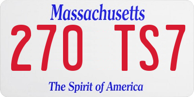 MA license plate 270TS7