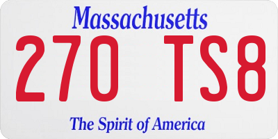 MA license plate 270TS8