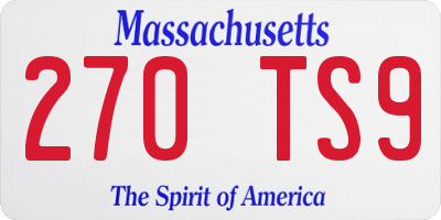 MA license plate 270TS9