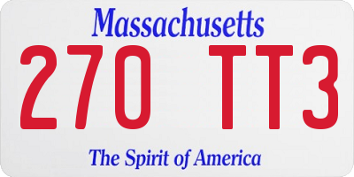 MA license plate 270TT3