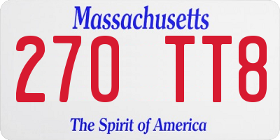 MA license plate 270TT8