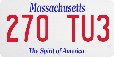 MA license plate 270TU3