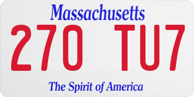 MA license plate 270TU7