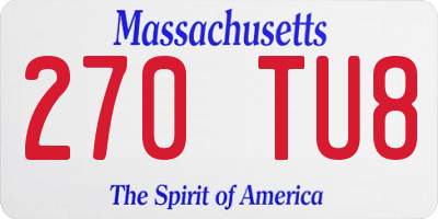 MA license plate 270TU8
