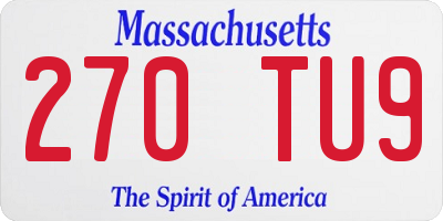 MA license plate 270TU9