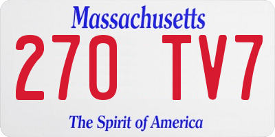 MA license plate 270TV7