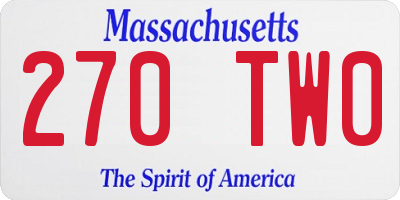 MA license plate 270TW0