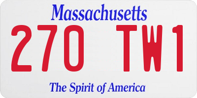 MA license plate 270TW1