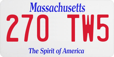 MA license plate 270TW5