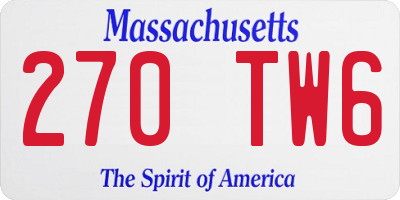 MA license plate 270TW6