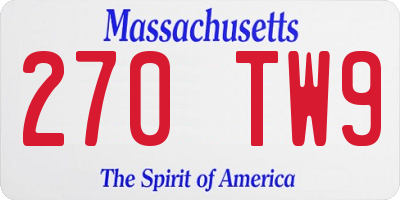 MA license plate 270TW9