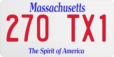 MA license plate 270TX1