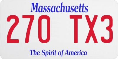 MA license plate 270TX3