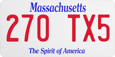 MA license plate 270TX5