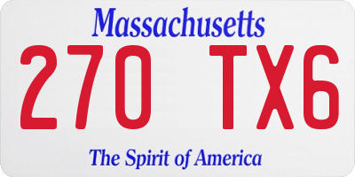MA license plate 270TX6