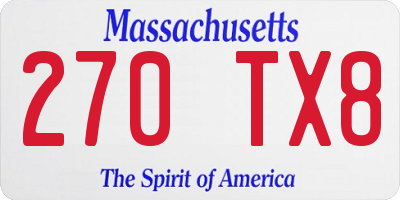 MA license plate 270TX8