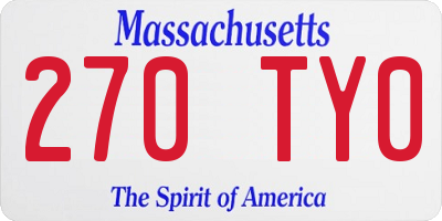 MA license plate 270TY0
