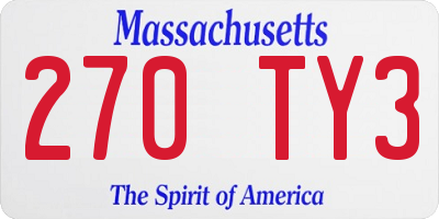MA license plate 270TY3
