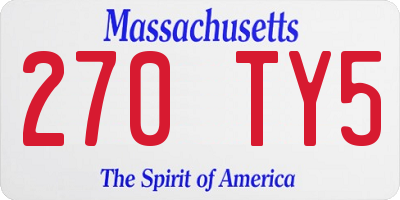 MA license plate 270TY5