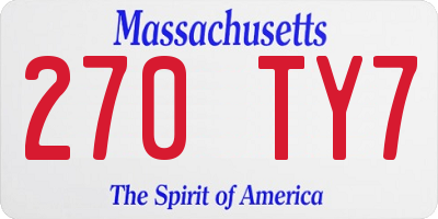 MA license plate 270TY7