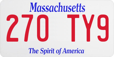 MA license plate 270TY9