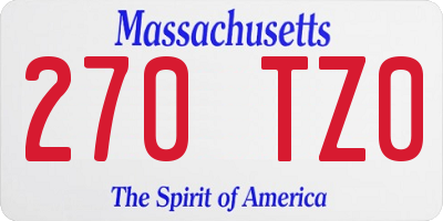 MA license plate 270TZ0