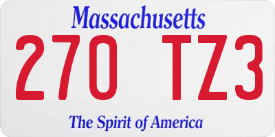 MA license plate 270TZ3
