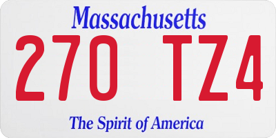 MA license plate 270TZ4