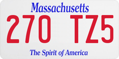 MA license plate 270TZ5