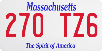 MA license plate 270TZ6
