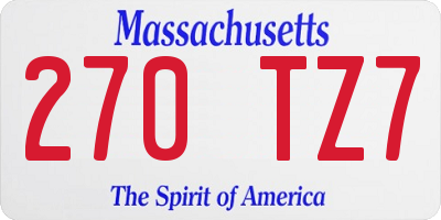 MA license plate 270TZ7